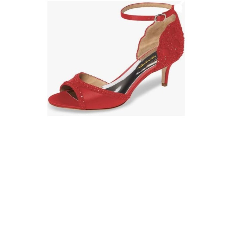 XYD Red Open-Toe Ankle-Strap Sandal